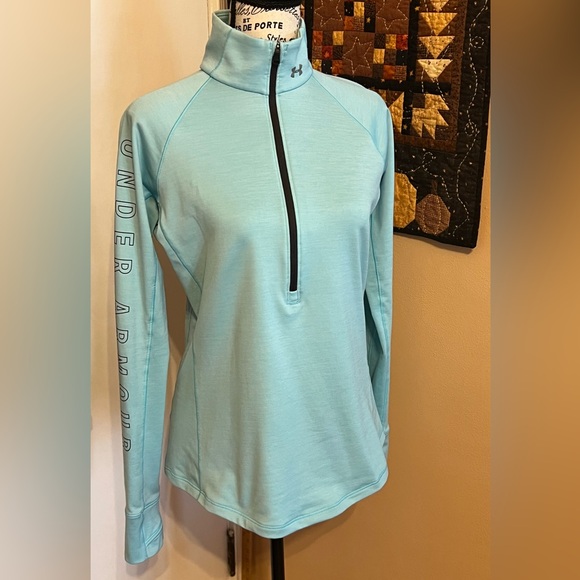 Women’s Under Armour  Fitted Mock 1/2 Zip -Size: Medium 🩵 - Picture 1 of 15
